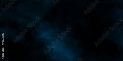 Blue smoke texture in dark night sky,Dark blue grunge wall texture background with vintage cloud design