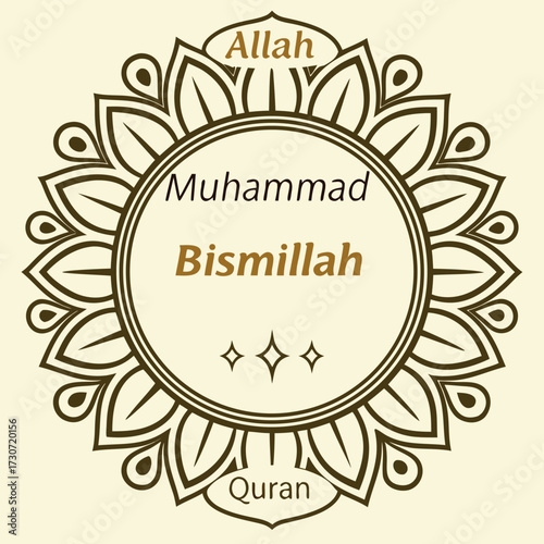 Allah, Muhammad, Bismillah, Quran, Arabic text, Calligraphy, Islam, Muslim art, Religious design, Islamic calligraphy (3).eps