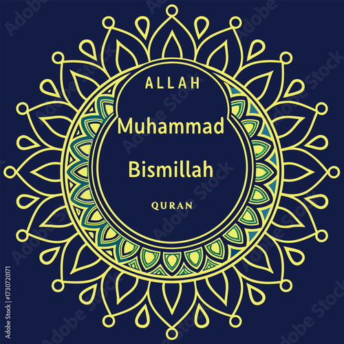 Allah, Muhammad, Bismillah, Quran, Arabic text, Calligraphy, Islam, Muslim art, Religious design, Islamic calligraphy (1).eps