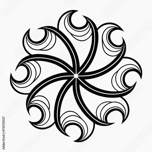 Black color Abstract Wave Design, Solid White Background (7).eps