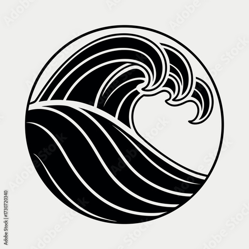 Black color Abstract Wave Design, Solid White Background (8).eps