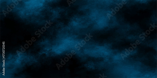 Abstract blue smoke texture on a dark black background like a night sky
