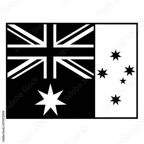 Black color Australia Day Design, Solid White Background (7).eps