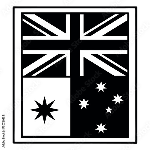 Black color Australia Day Design, Solid White Background (8).eps