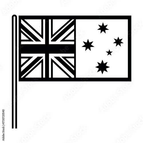 Black color Australia Day Design, Solid White Background (9).eps