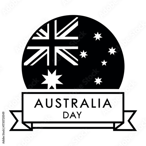 Black color Australia Day Design, Solid White Background (10).eps