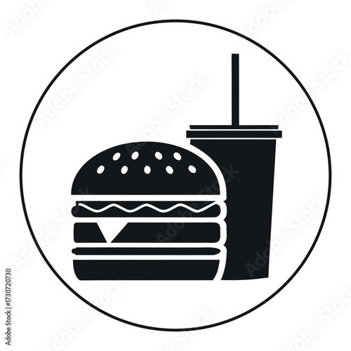 Black color Food and Drink Icon Design, Solid White Background (6).eps