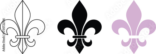 Set of fleur de lis icons heraldic symbol in different styles vector illustration for design elements