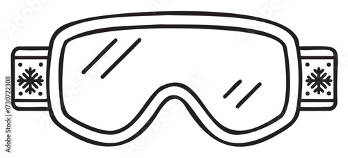 Monochrome ski goggles with snowflake pattern on straps - stock vector