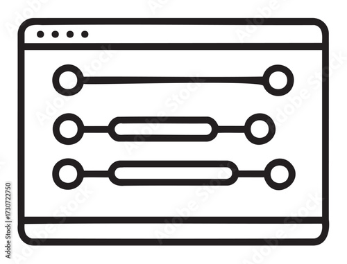 User interface with adjustable slider controls in minimalist design - stock vector