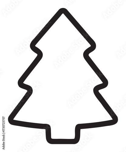 Simple outline of evergreen tree for holiday designs and decorations - stock vector