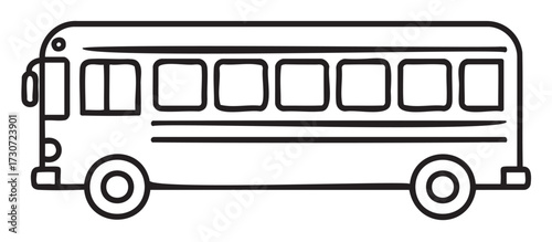 Simple outline of school bus with windows and wheels - stock vector