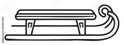 Simple black and white line drawing of a classic sled design - stock vector