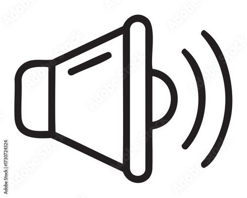 Simple black line speaker icon with sound waves - stock vector