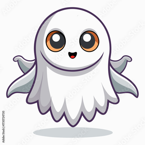 Adorable ghost vector illustration with floating arms and round eyes