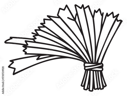 Hand-drawn bundle of wheat sheaves black and white illustration - stock vector