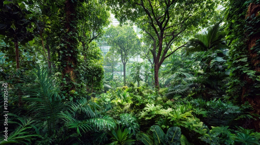 Fototapeta premium Tropical jungle with green foliage