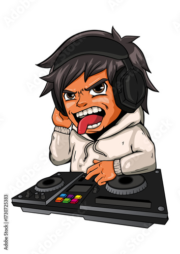Cute_Cartoon_DJ_Mixing_Music