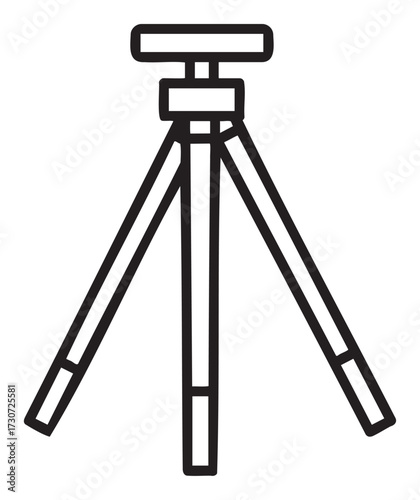 Simple outline of a tripod with adjustable legs for cameras and equipment - stock vector