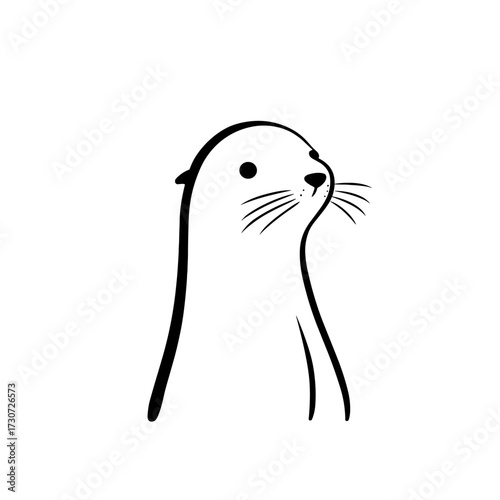 Sea Lion. Sea Lion simple black and white line art vector logo