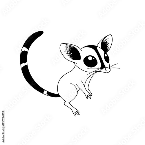 Sugar Glider. Sugar Glider simple black and white line art vector logo