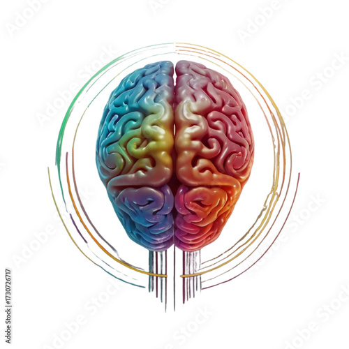 Colorful Artistic Brain Illustration with Rainbow Hues