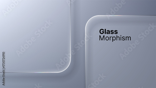Glass morphism user interface design. Trendy liquid glass effect backdrop. Minimalist web background or UI element.