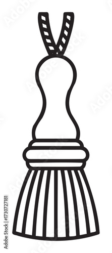 Black and white shaving brush icon with handle and bristles - stock vector