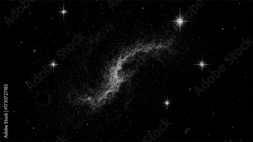 Cosmic dust cloud in deep space. Universe and galaxy. Starry night sky. Abstract space vector background.