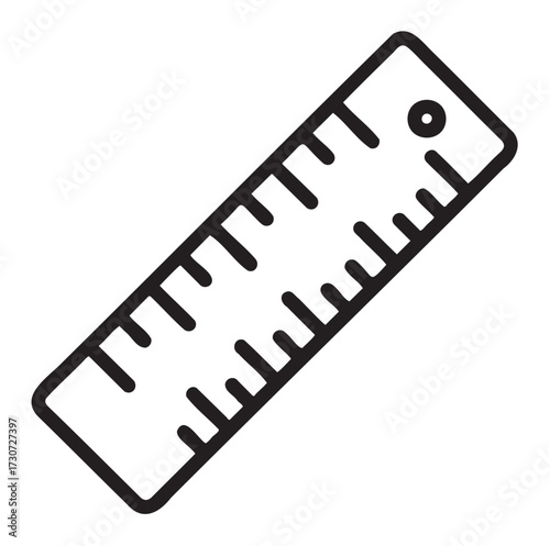 Simple black and white ruler icon with measurement markings - stock vector