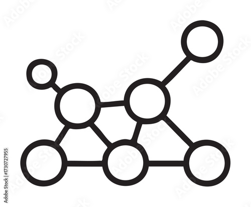 Simplified molecular structure illustration with connected atoms in black and white - stock vector