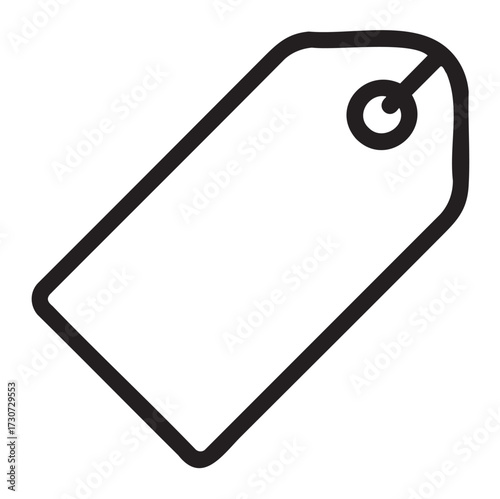 Simple blank tag icon with circular hole for labeling and tagging - stock vector