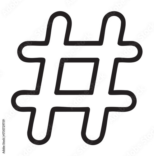 Black hashtag symbol on white background - stock vector