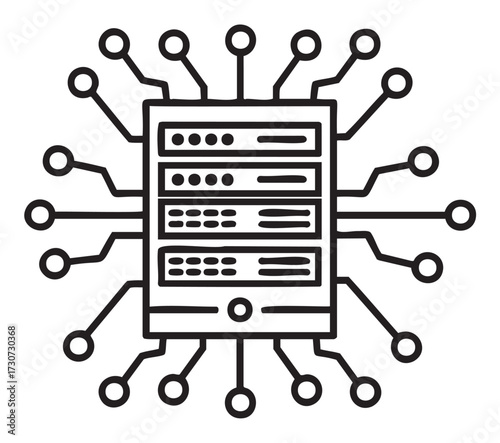 Abstract neural network diagram with circuit connections - stock vector