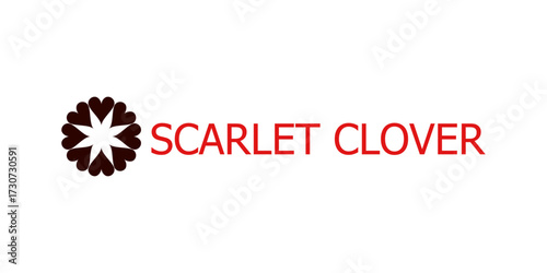 Elegant scarlet clover logo design radiating love and prosperity, perfect for wellness brands, modern businesses, and heartfelt campaigns seeking a touch of sophistication