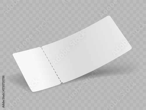Blank ticket mockup for presentation. Tear-off voucher. QR codes, identification. Lottery. Pass. Vector design. Ticket to the circus