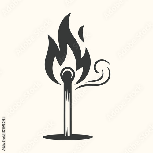 Vector art of a vintage kerosene lantern with a lit flame, depicted in a dark silhouette against a light, neutral background, evoking a sense of nostalgia and oldfashioned illumination
