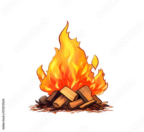 Vector api unggun simple and cool art,icon,wood.