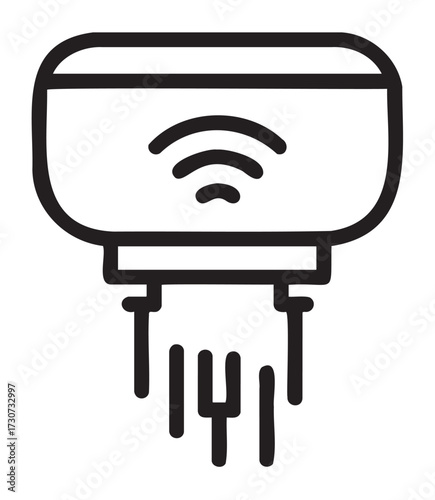 Black and white smart toilet icon with wi-fi connection symbol - stock vector