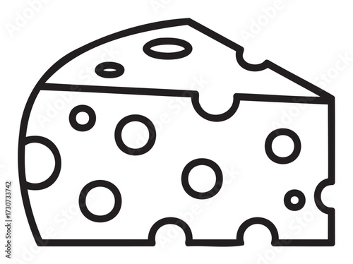 Outlined cheese slice with holes - stock vector
