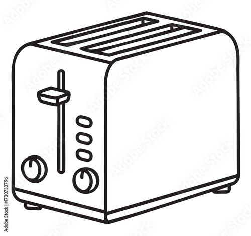 Illustration of two-slice toaster with control buttons and lever - stock vector