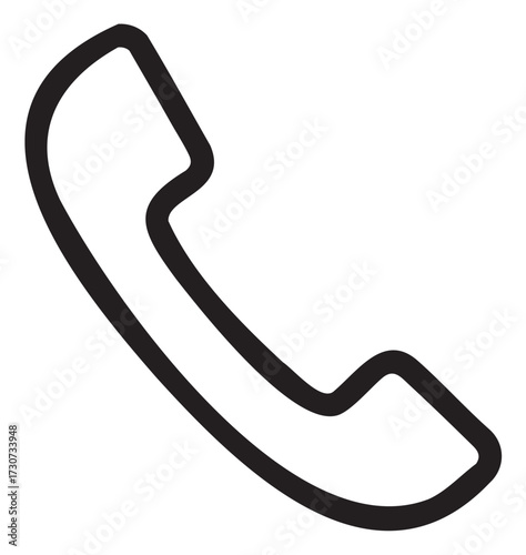 Black telephone handset icon on white background - stock vector