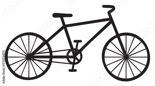Simple black bicycle silhouette with two wheels and frame - stock vector