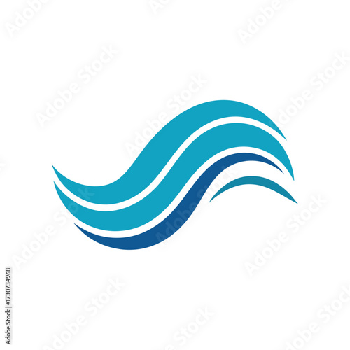 Abstract wave line minimal ocean water icon vector design simple flat style with white background