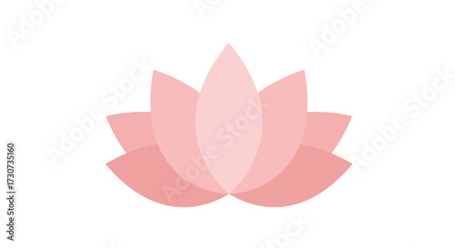 Simple pink lotus flower icon in a flat design style. A beautiful vector illustration representing yoga, meditation, and spiritual wellness