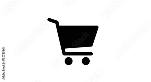Shopping cart icon on white background, a simple and clear illustration representing e-commerce, online shopping, and retail services