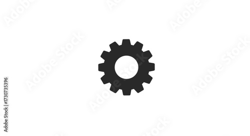 A black cogwheel icon on a white background, representing mechanical settings and technical configuration options for digital interfaces and system adjustments