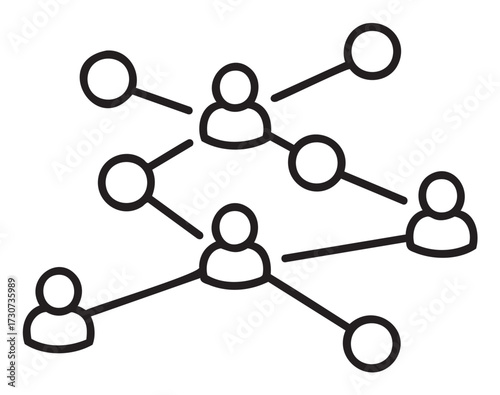 Simplified icon of network connections linking multiple nodes - stock vector
