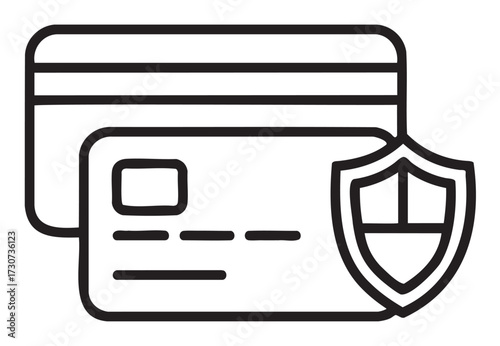 Credit card security icon with shield symbol for online protection - stock vector