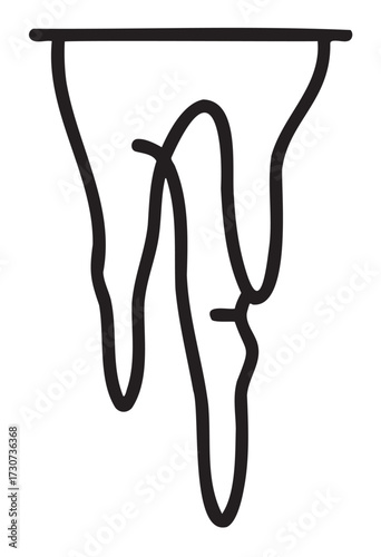 Abstract black line art illustration of a melting figure - stock vector